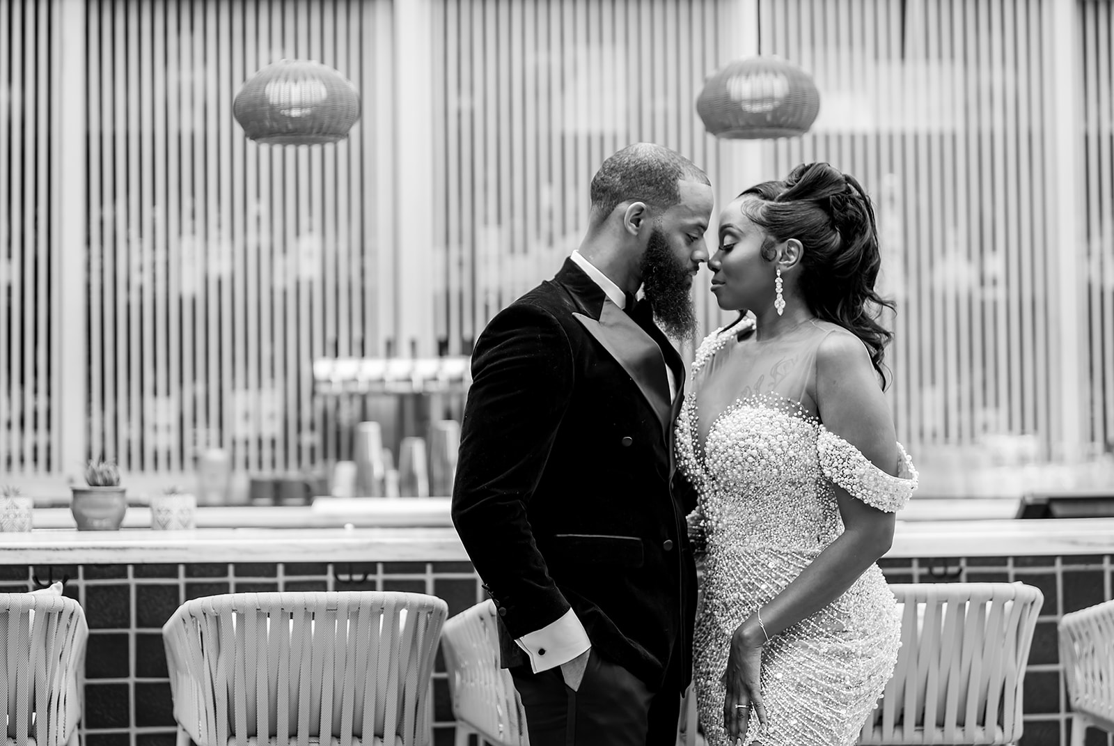 Ashton Gardens Atlanta Couples First Look Portraits in Black and white