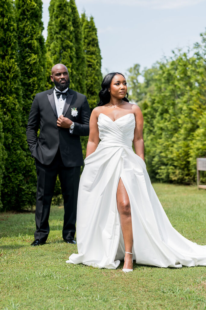 Elopement at Chateau Elan Winery captured by JAM&CO Studios Atlanta Elopement photographer bride and groom looking away photo