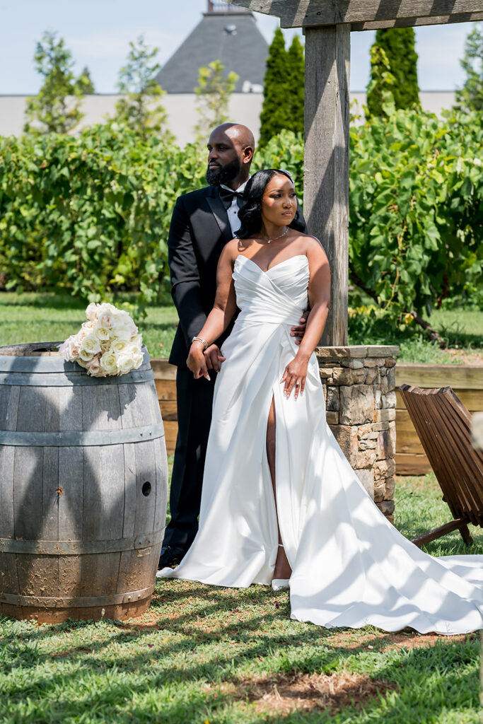 Elopement at Chateau Elan Winery captured by JAM&CO Studios Atlanta Elopement photographer bride and groom photo under awning