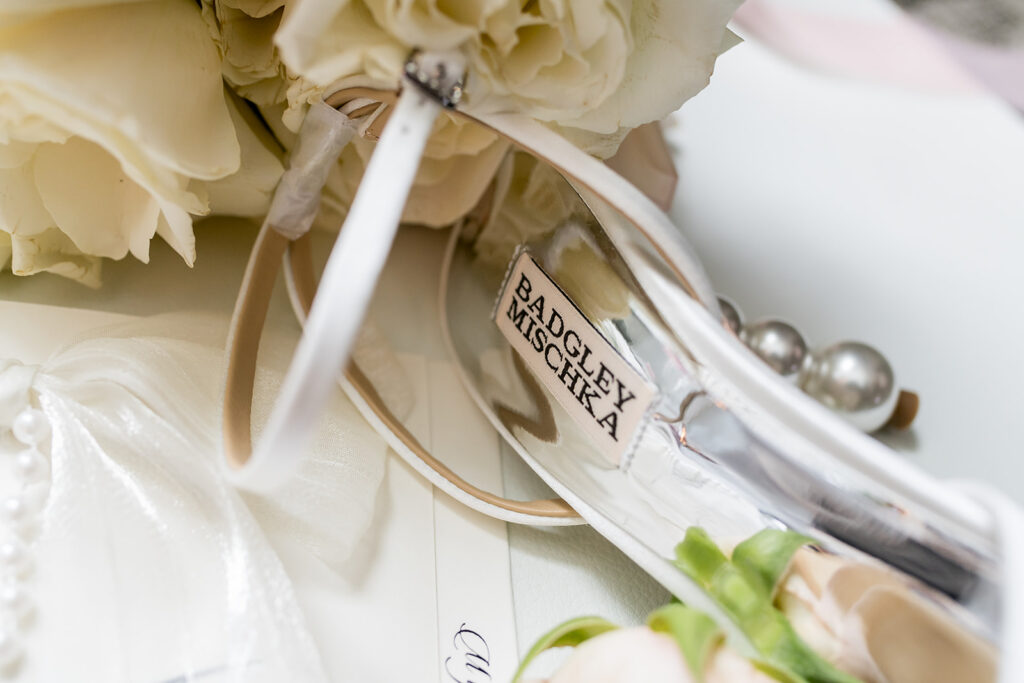 Elopement at Chateau Elan Winery Badgley Mischka bridal shoes detail captured by JAM&CO Studios Atlanta elopement photographer