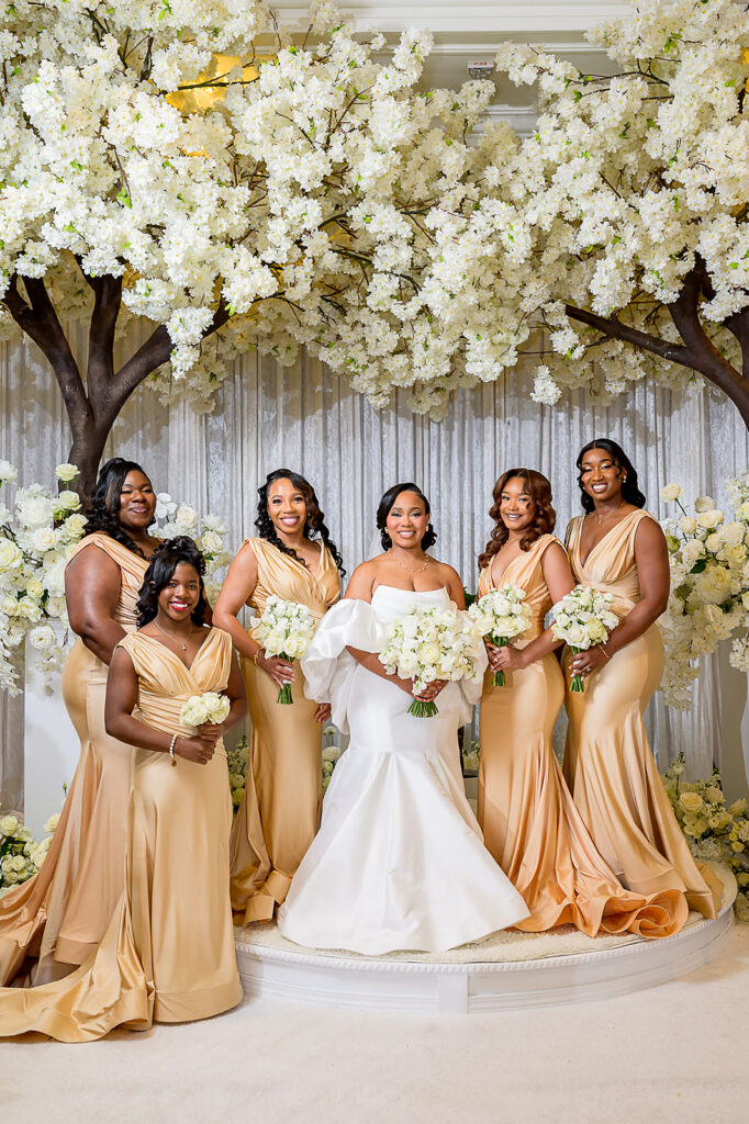 The Whitley Hotel Wedding captured by JAM&CO Studios wedding photo and video team Bride and bridesmaids portrait